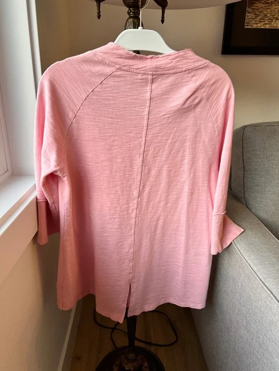 Boho Cozy Cotton Pink Women's Pullover Top - Picture 2 of 6